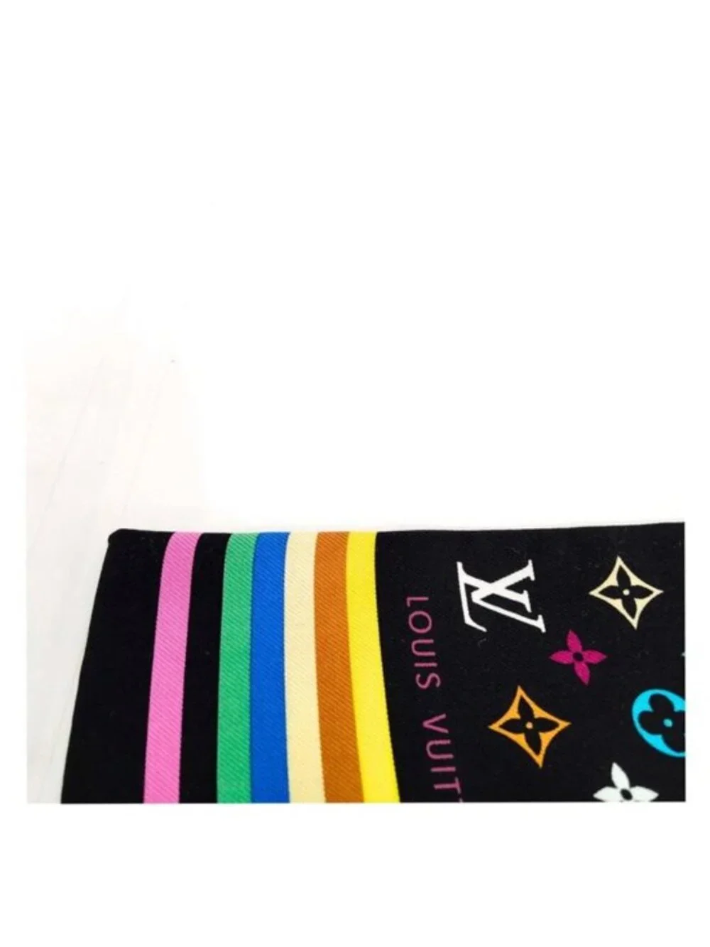 Authentic Louis Vuitton Multicolor Monogram Silk Bandeau Scarf